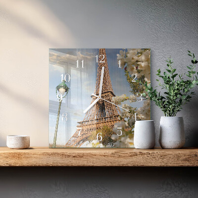 Square wall clock Eiffel Tower Paris