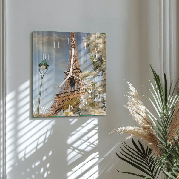 Square wall clock Eiffel Tower Paris
