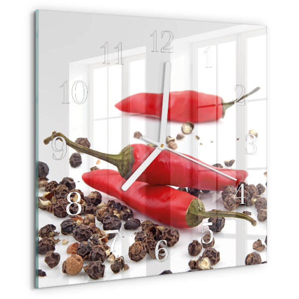Square wall clock Chili peppers