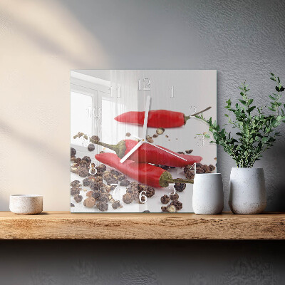 Square wall clock Chili peppers