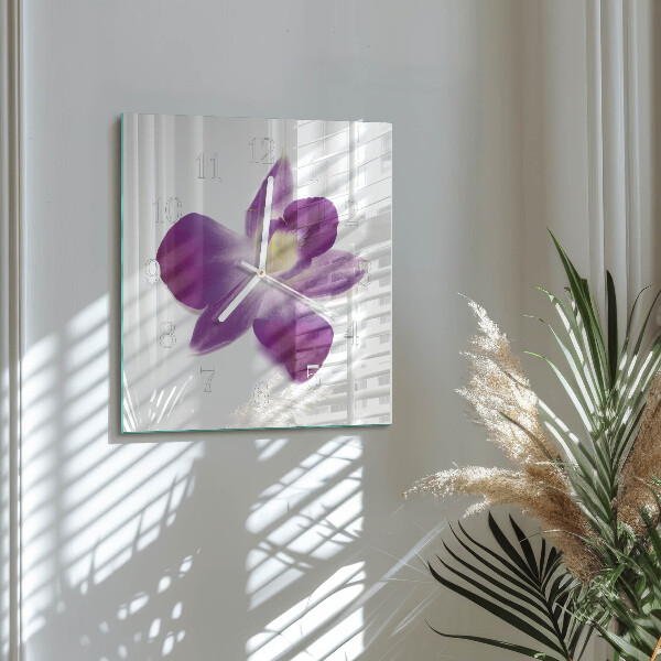 Square wall clock Orchid Flower