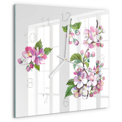 Square wall clock Flowers