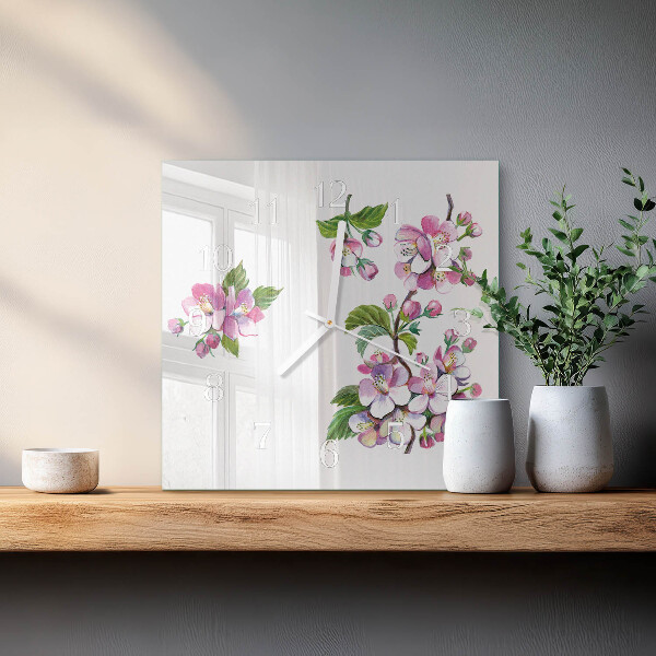 Square wall clock Flowers