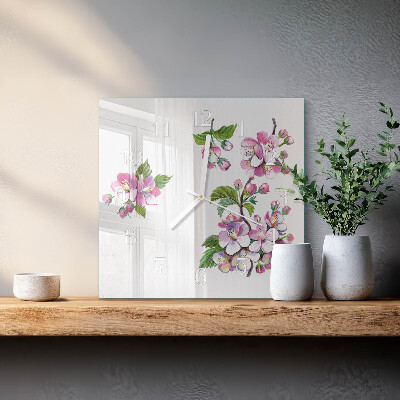 Square wall clock Flowers