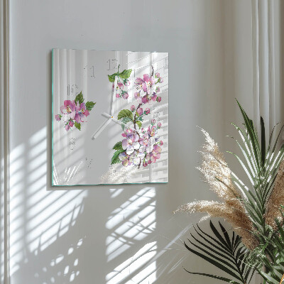 Square wall clock Flowers