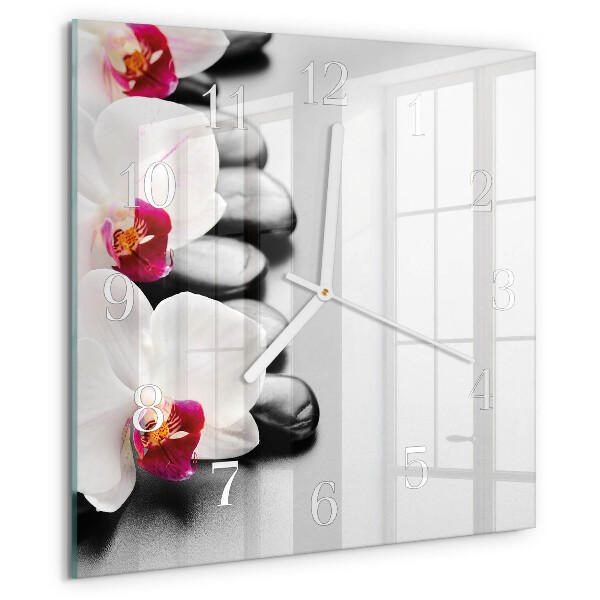 Square wall clock Orchid Stones