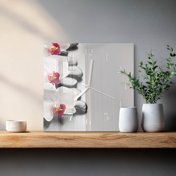 Square wall clock Orchid Stones