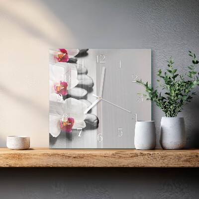 Square wall clock Orchid Stones