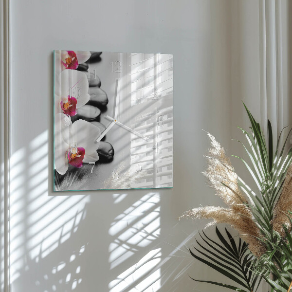 Square wall clock Orchid Stones