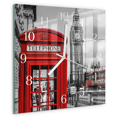 Square wall clock Red Telephone Booth