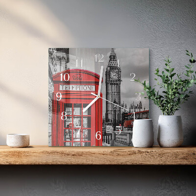 Square wall clock Red Telephone Booth