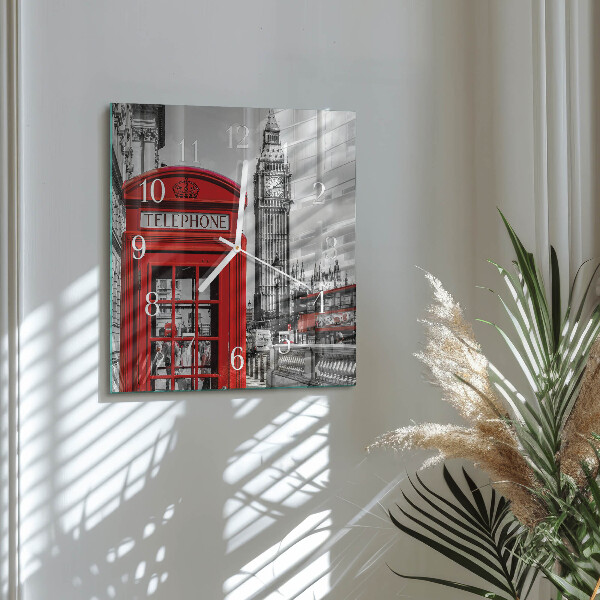 Square wall clock Red Telephone Booth