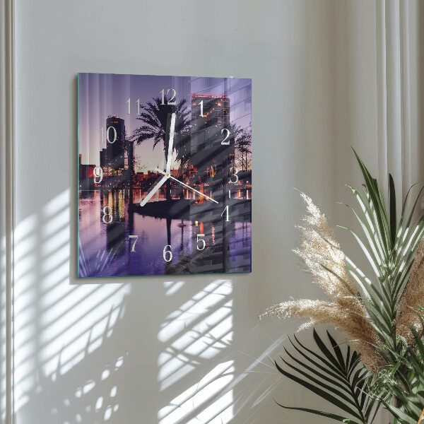 Square wall clock Florida Palm Trees