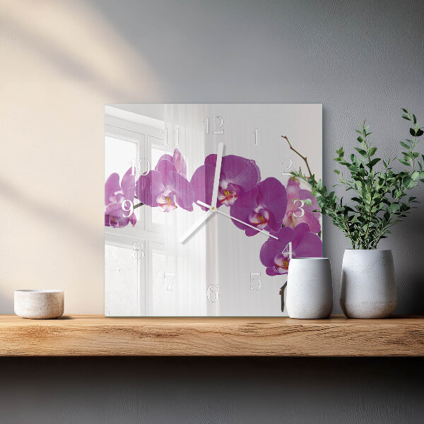 Square wall clock Orchid