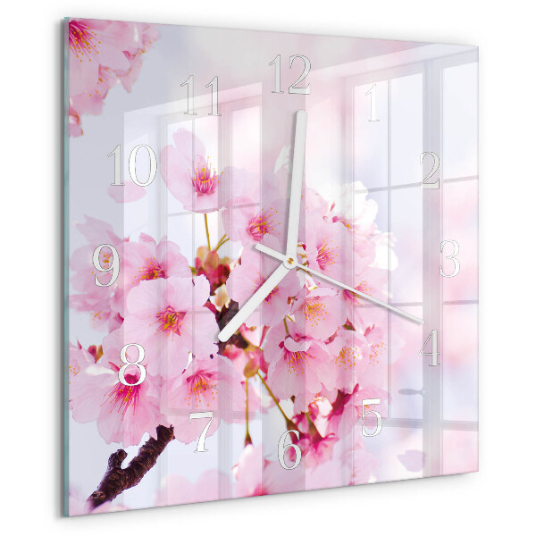 Square wall clock Flowers