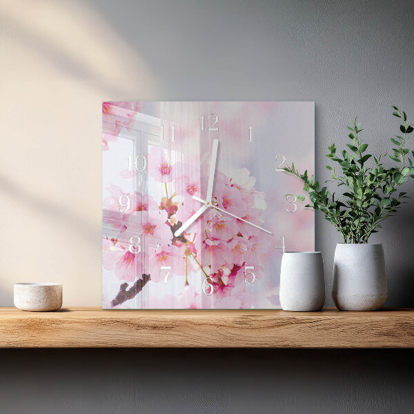 Square wall clock Flowers