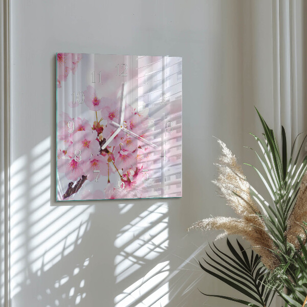 Square wall clock Flowers