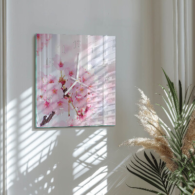 Square wall clock Flowers