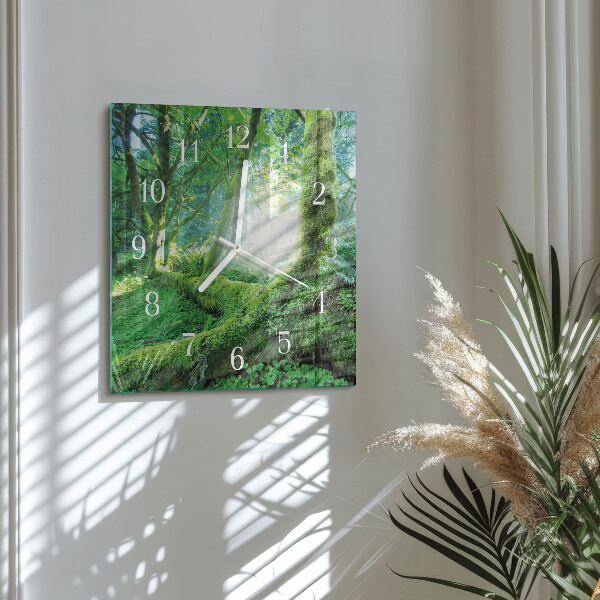 Square wall clock Forest Moss
