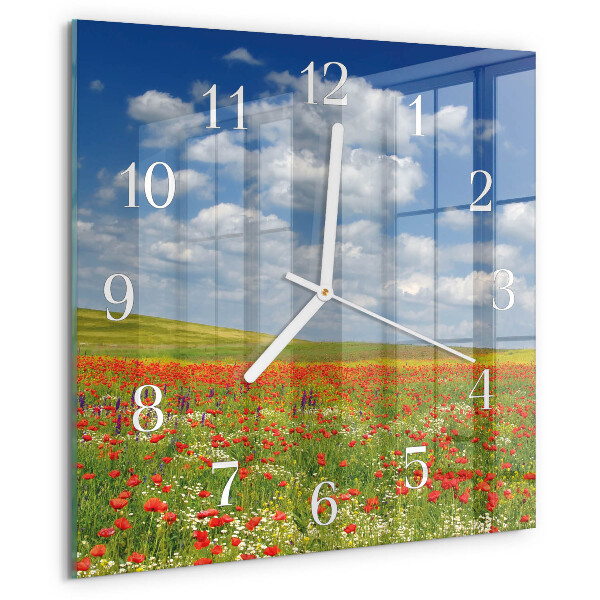 Square wall clock Poppy Field