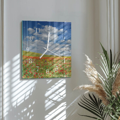 Square wall clock Poppy Field