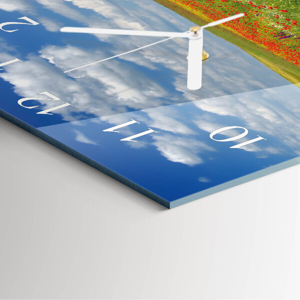 Square wall clock Poppy Field