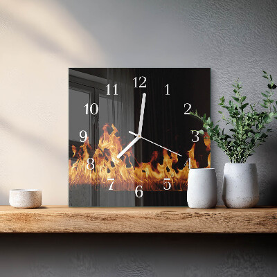 Square wall clock Fire