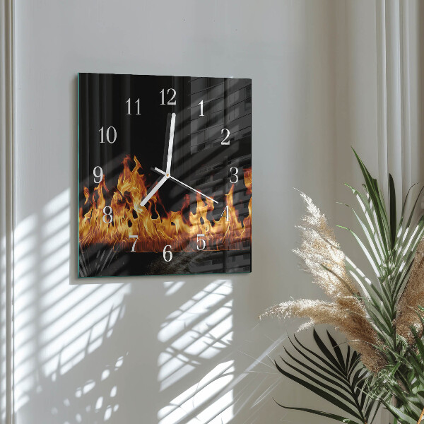 Square wall clock Fire
