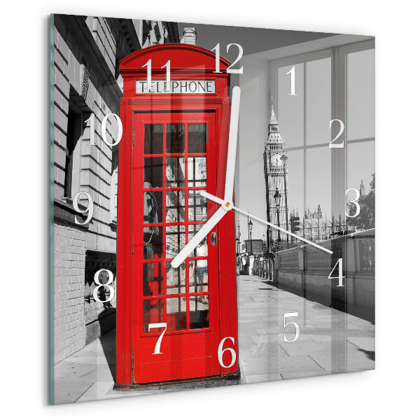Square wall clock Red Telephone Booth