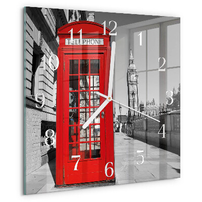 Square wall clock Red Telephone Booth