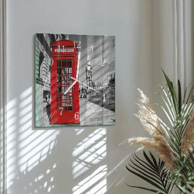 Square wall clock Red Telephone Booth
