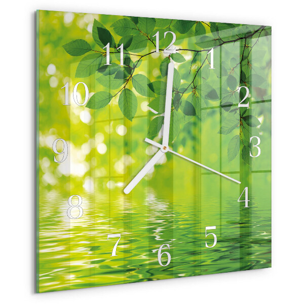 Square wall clock Leaves