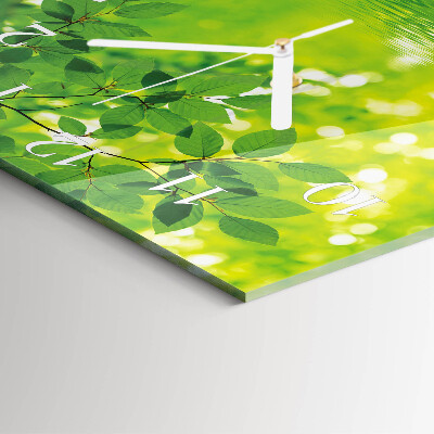 Square wall clock Leaves