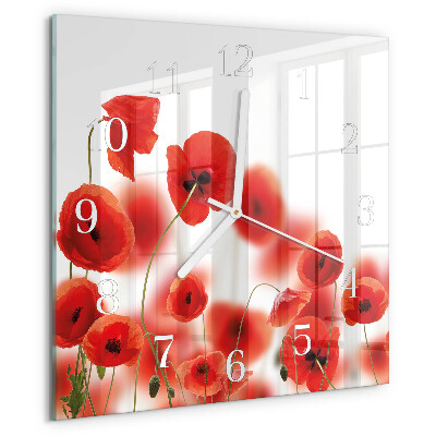 Square wall clock Poppies