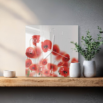 Square wall clock Poppies