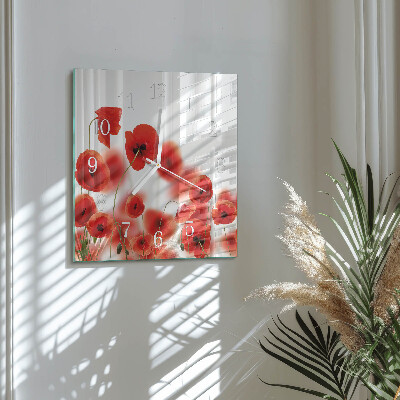 Square wall clock Poppies