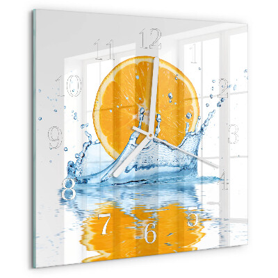 Square wall clock Orange Water