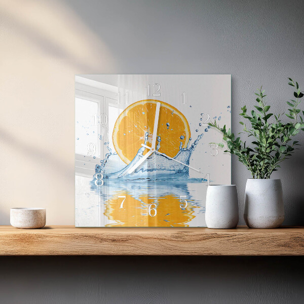 Square wall clock Orange Water