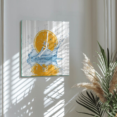 Square wall clock Orange Water