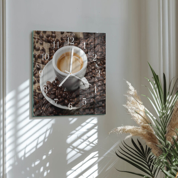 Square wall clock Cup of Coffee