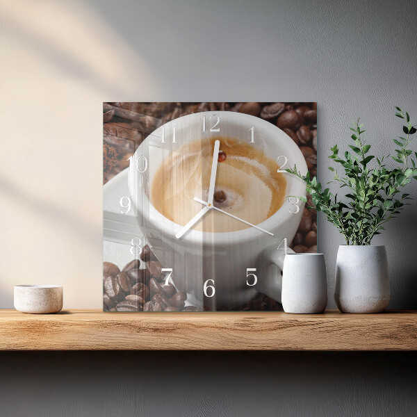Square wall clock Cup of Coffee