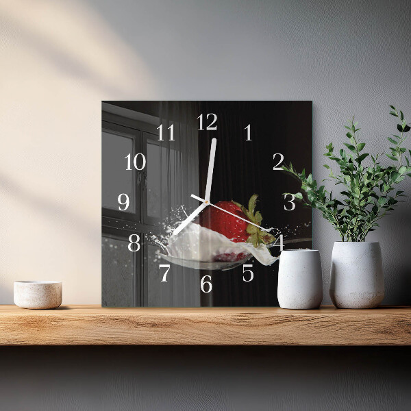 Square wall clock Strawberry