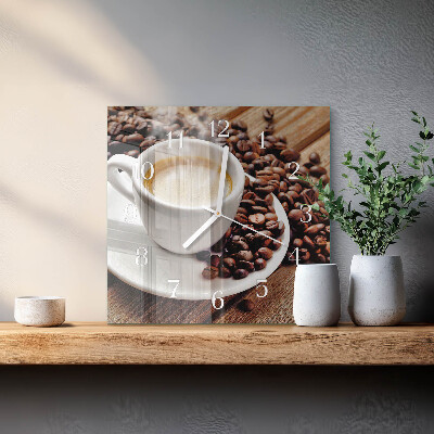 Square wall clock Cup of Coffee