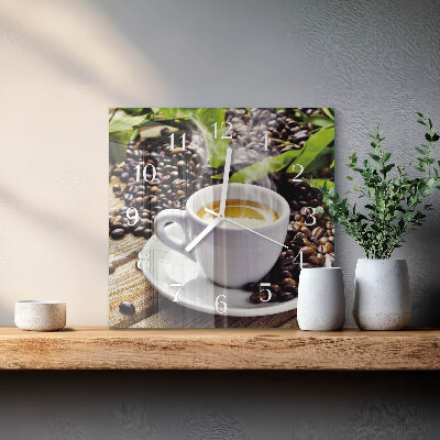 Square wall clock Cup of Coffee