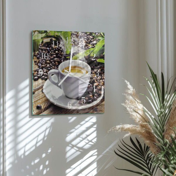 Square wall clock Cup of Coffee