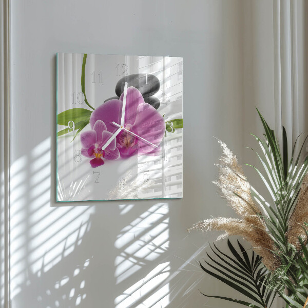 Square wall clock Orchid