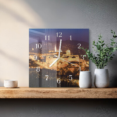 Square wall clock City of Budapest