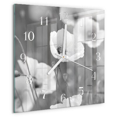 Square wall clock Poppies