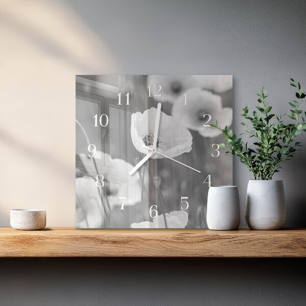 Square wall clock Poppies