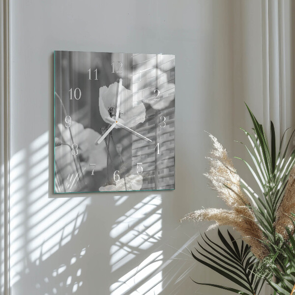 Square wall clock Poppies